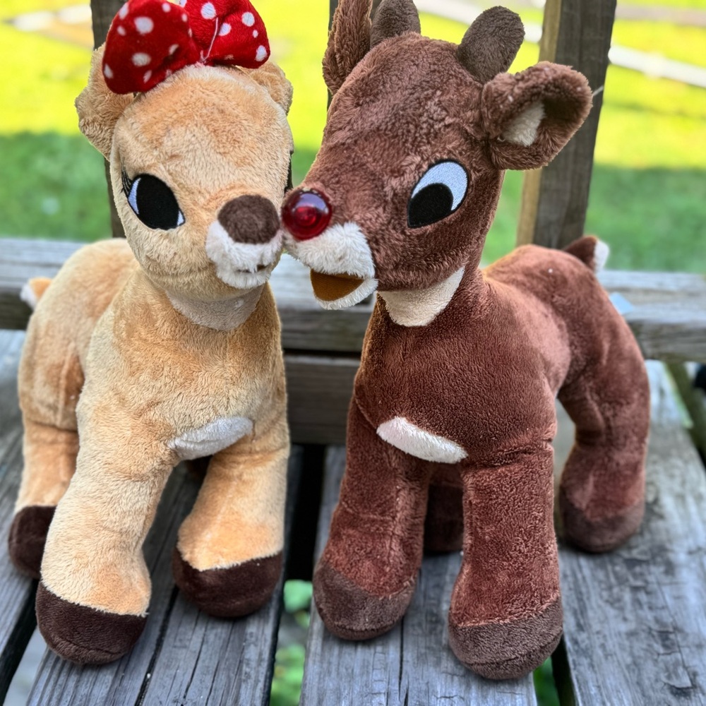 Plush Rudolph the red nose Reindeer and Clarice plush Set